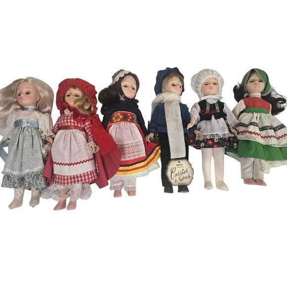 Vintage 7os Lot of 6 Effanbee Dolls 11" Riding Hoiod International - Picture 1 of 11
